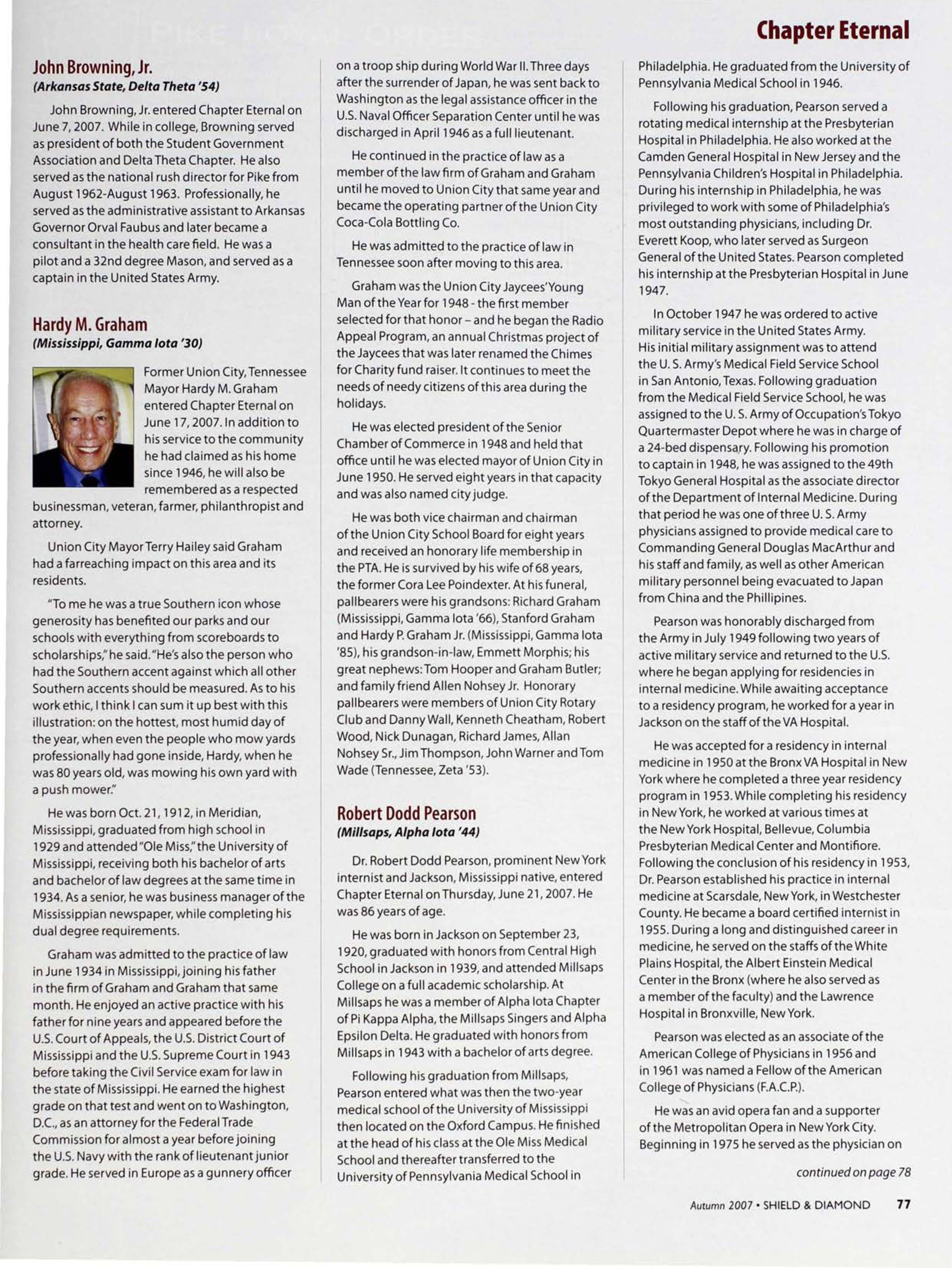 Chapter Eternal, Autumn 2007